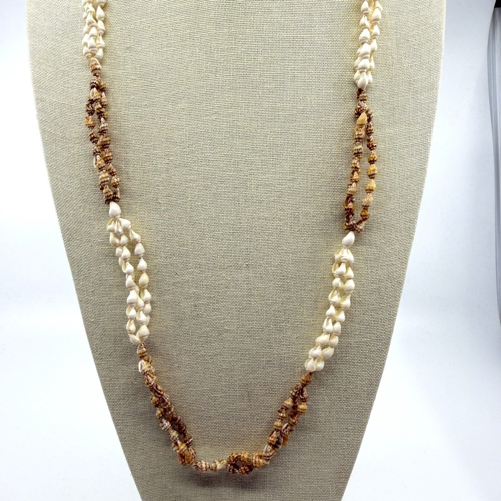 Coastal Seashell Necklace Multi-Strand Layered Summer Festival Beach Jewelry 32"